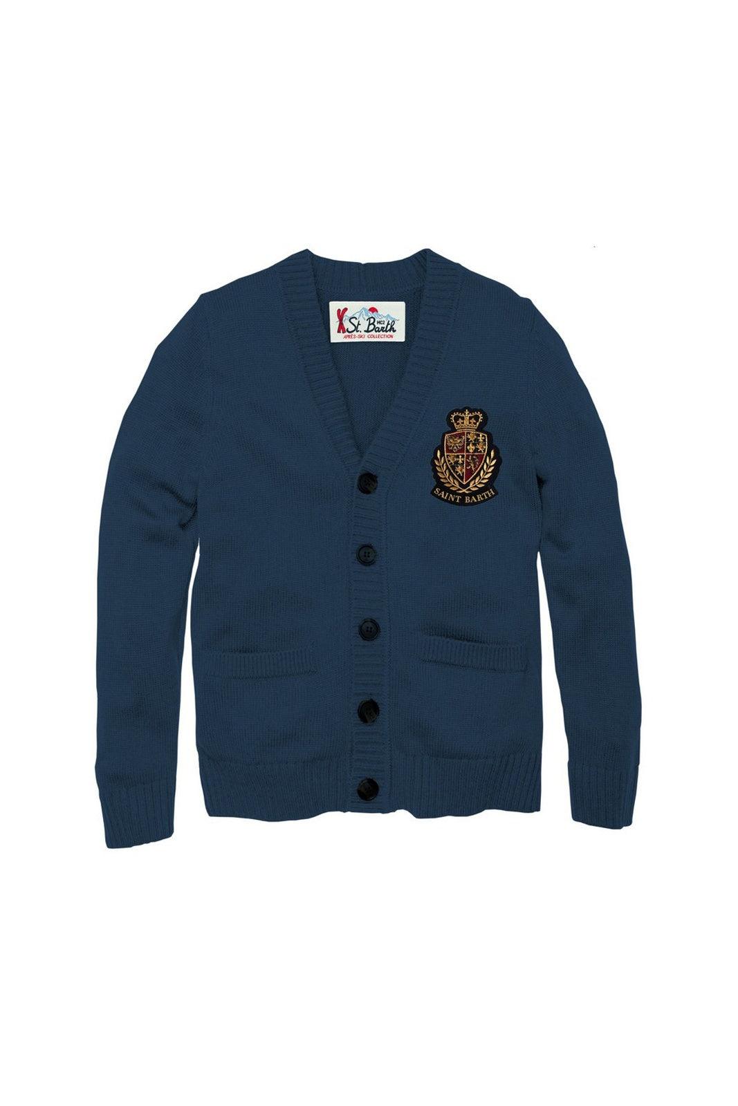 Cardigan Uomo Mc2 Saint Barth - Varsity Sb 61 Patch - Blu