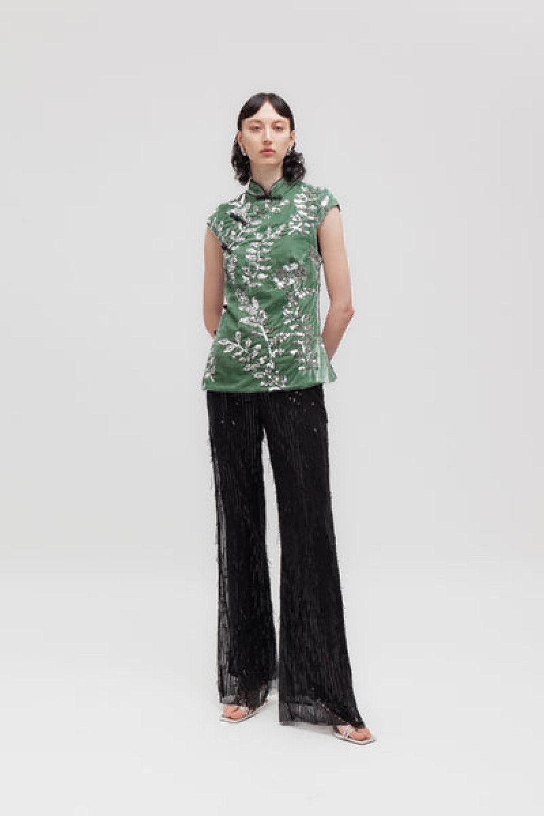 Canotte e top Donna Weili Zheng - Top Qipao - Verde