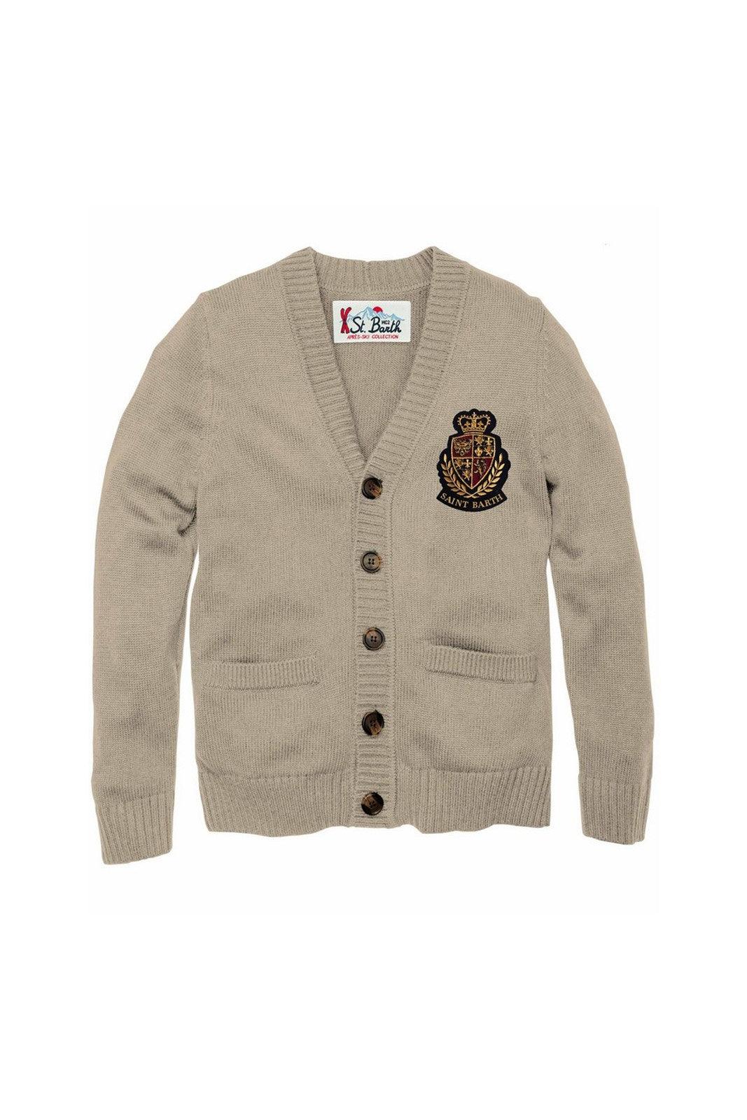 Cardigan Uomo Mc2 Saint Barth - Varsity Sb 11 Patch - Beige